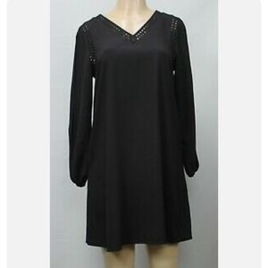 Black Dress Kaari B Dress Stretch Long Sleeve Black  Small